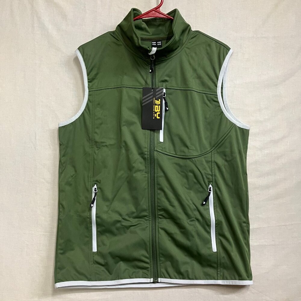 TBY Travels Together With You Men's S Olive Green Outdoor Vest Jacket Waterproof